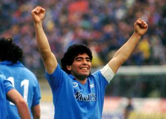 El festejo de Maradona tras el título del Napoli