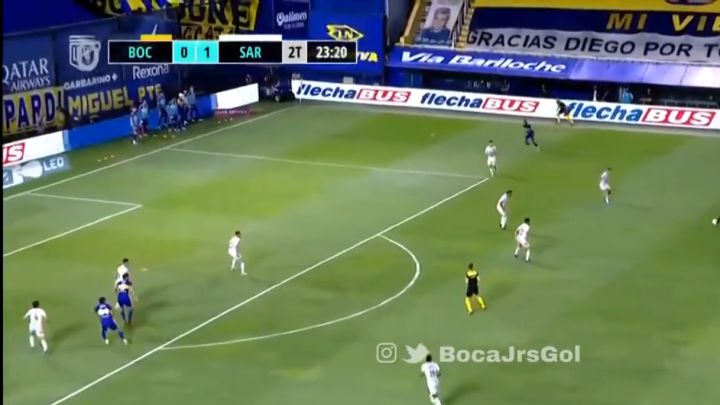 Boca sufría y Licha López fue como '9' para meter el gol del empate contra Sarmiento