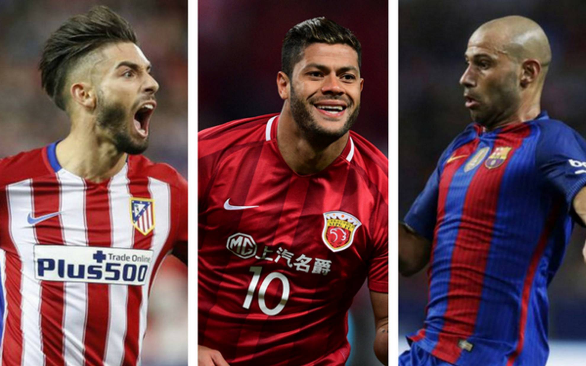 Carrasco, Hulk y Mascherano.
