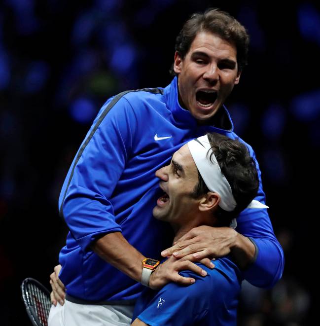 Nadal y Federer en la Laver Cup 2017.