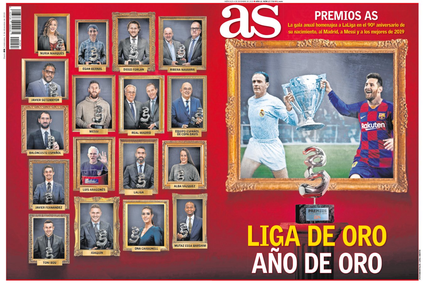 También en esta semana se celebró la gala de los Premios As. Y cumplió con todo lo que debe tener una gala: fue elegante. En realidad las fiestas multitudinarias son muy íntimas; en las que se dan para poca gente no hay manera de estar a solas. Messi, cómo no, se llevó su galardón. Ona Carbonell exhibió el glamour de la natación sincronizada, Butragueño volvió a representar al Madrid mejor que nadie y Joaquín fue la estrella. 