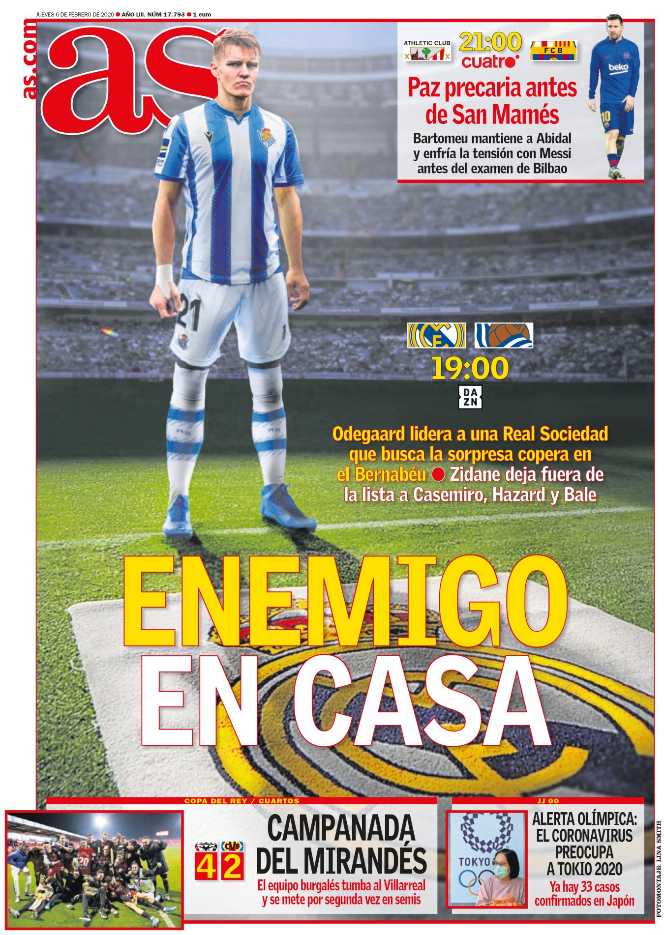 El primer gol de una eliminatoria se marca en los preparativos. El Madrid esperaba su cruce de Copa en la hamaca. Por la contraria, dos aficionados de la Real lo soñaban desde el día de los emparejamientos. Diego Campoy lo confesaba a diario. Borja Morais me lo dijo en secreto comiendo el día anterior. El problema para el Madrid es que no solo lo soñaron dos aficionados de la Real, y que no se ganaron el primer gol, sino que consiguieron cuatro. 