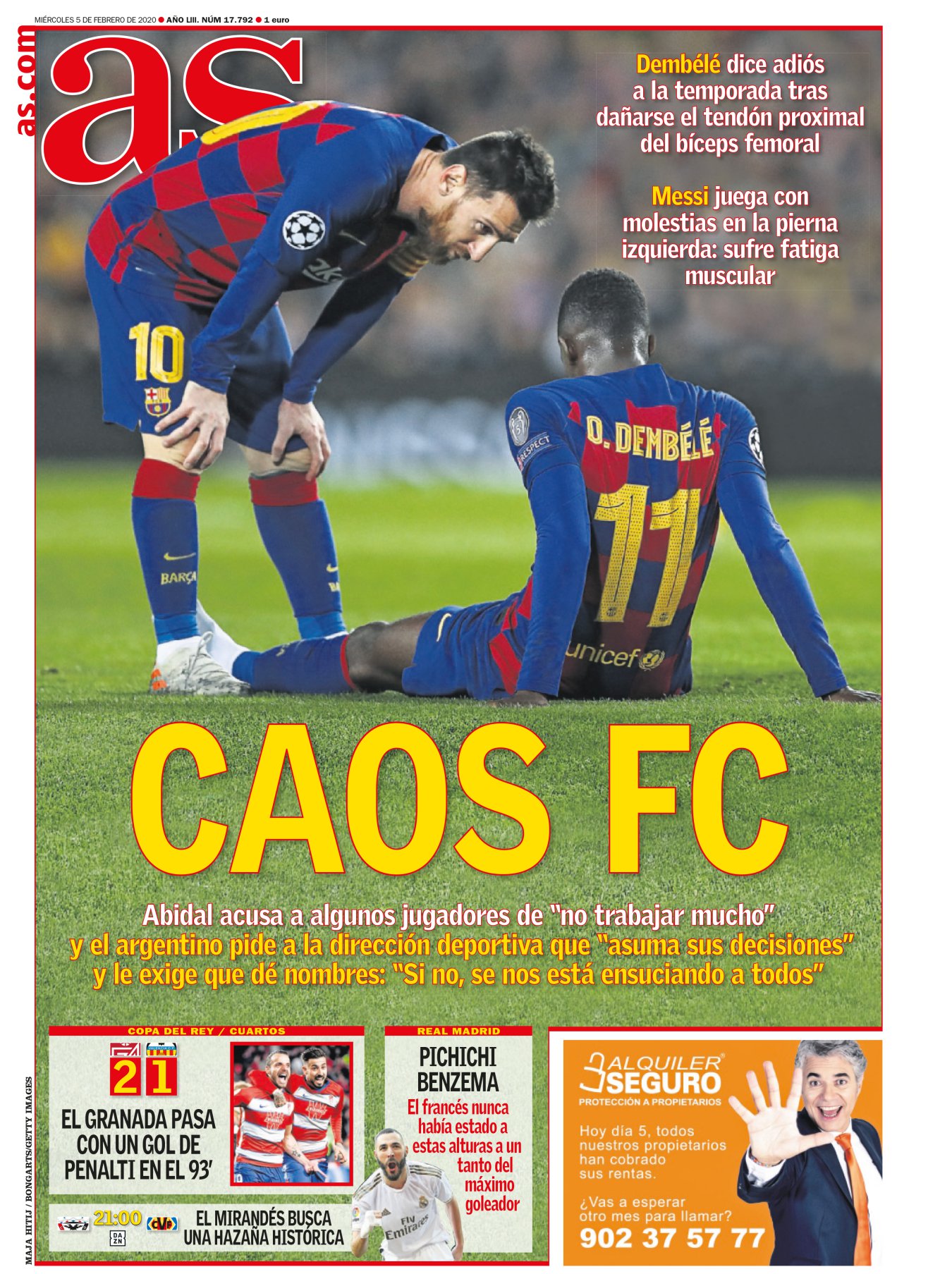 Nadie sabe lo que ocurre en el Barça. Tienen a Messi. Es como si ahí fuera lloviese todo el día sopa y la directiva culé la esperase con un tenedor. La verdad es que todo fue culpa de Neymar, que le dio por irse y prendió una mecha viva de desesperación. Primero la suya, en París, y después la del resto. El desenlace se veía venir, a Valverde le han despedido por ser el más cuerdo. 