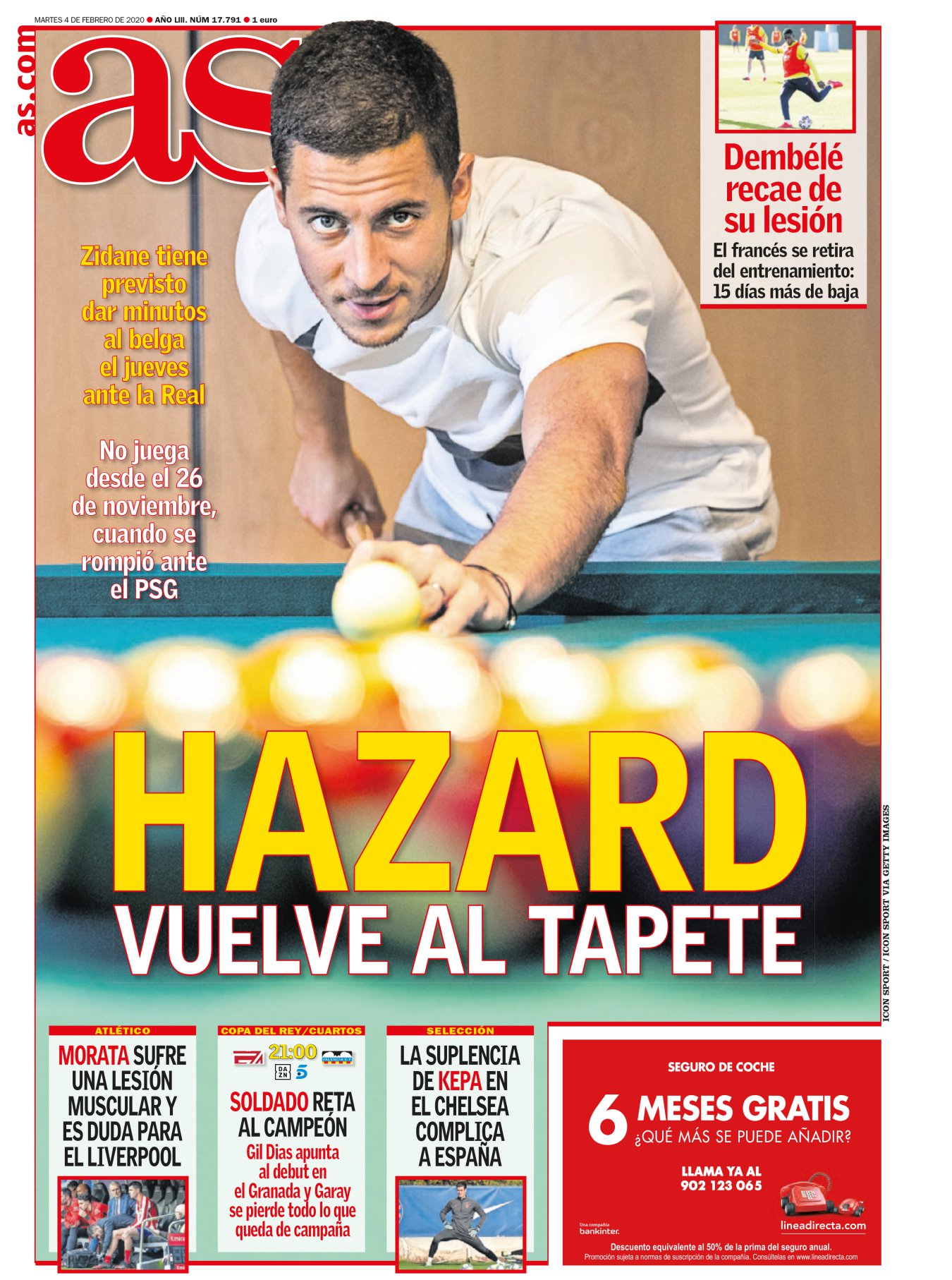 Hazard parece que vuelve pero luego no. Como una exnovia que te escribe para ver qué tal estáis pero luego nunca dice de quedar. Con Hazard puede que pase como con muchas exnovias, que de tanto esperar ya se nos haya olvidado. Cómo regatea, cómo dispara, las veces que llega a línea de gol. El consuelo es que el Madrid y Hazard se siguen necesitando. A las exnovias siempre se las reserva un hueco, allá por el flanco izquierdo. 