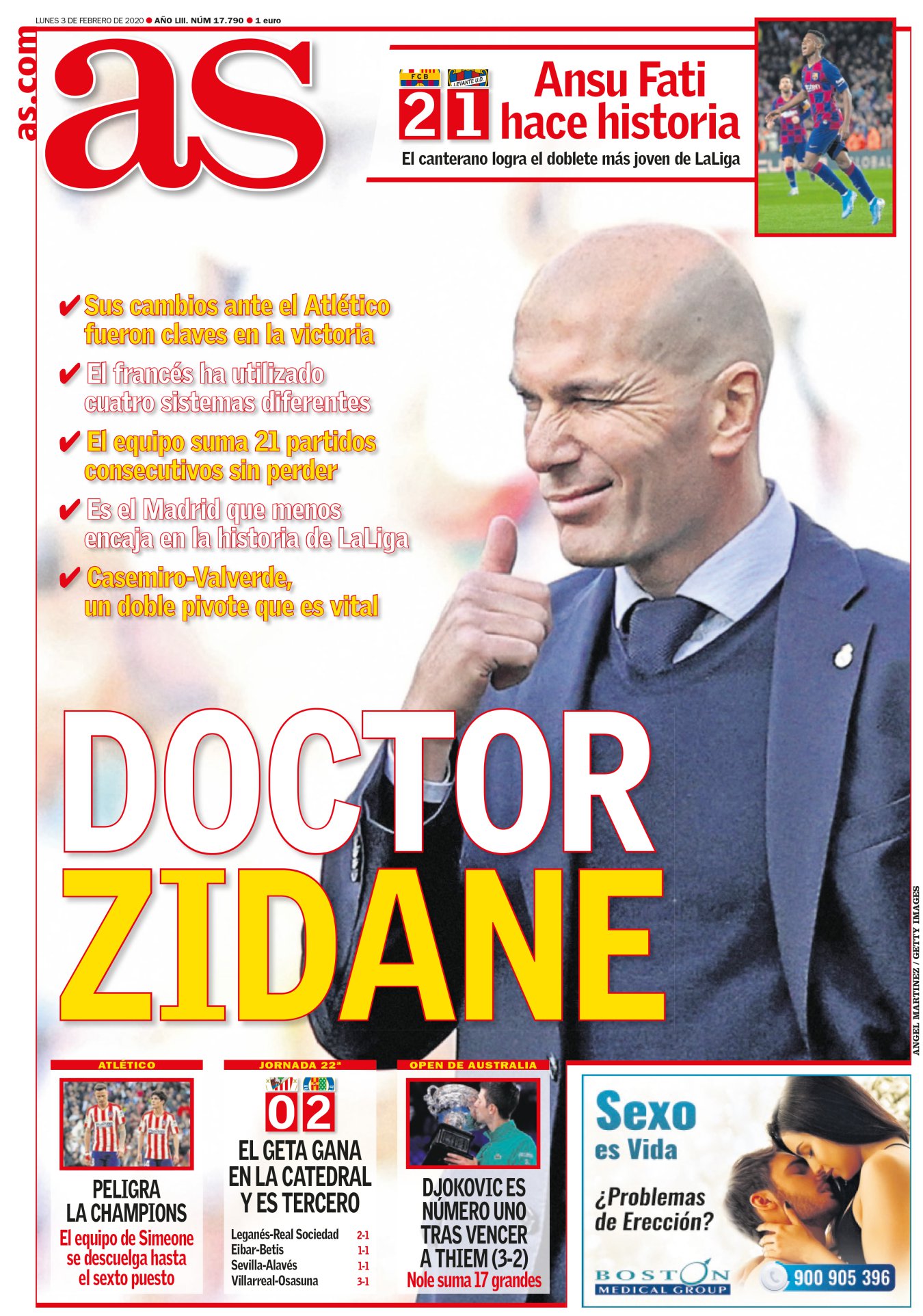 El Madrid camina firme en Liga. Lo demostró con su victoria en el derbi, un partido que viró gracias a dos movimientos de entrenador. Zidane ha hecho un equipo sólido sin dejarse barbas de patricio y sin pensárselo mucho. A veces los periodistas le damos más vueltas a las cosas que a un kebab. Para el esquema del francés Valverde es vital; que no fue un descubrimiento, sino un hallazgo. 