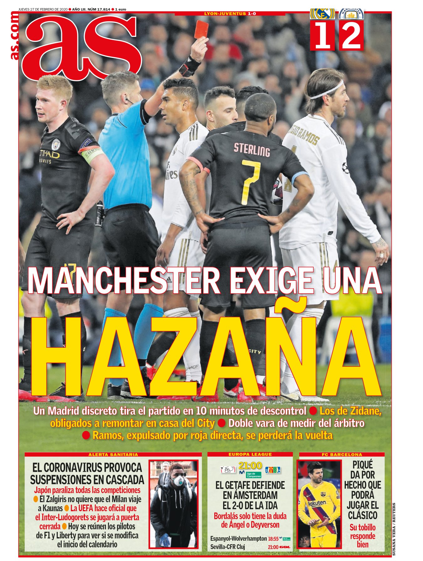 Hay días en los que el Madrid está dispuesto a rompernos el corazón. El miércoles además nos pilló desprevenidos, cuando ganaban 1-0. La felicidad les hizo vulnerables, porque no merecían aquella felicidad. El City despertó al Madrid con tres bofetadas. La más dolorosa terminó siendo la expulsión de Ramos. Sin él, la eliminatoria se queda mucho peor que difícil. 