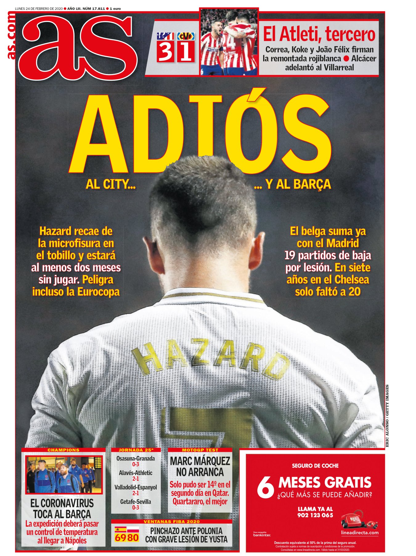 Al Madrid solo le queda lo que tiene. Sin Hazard, el equipo repite el ataque amilanado del año pasado. Vinicius y Benzema forman una pareja muy amigable, y eso en el fútbol es un problema. Bale, Jovic o Mariano podrían solucionarlo. Pese al milagro sigue siendo una quimera. 