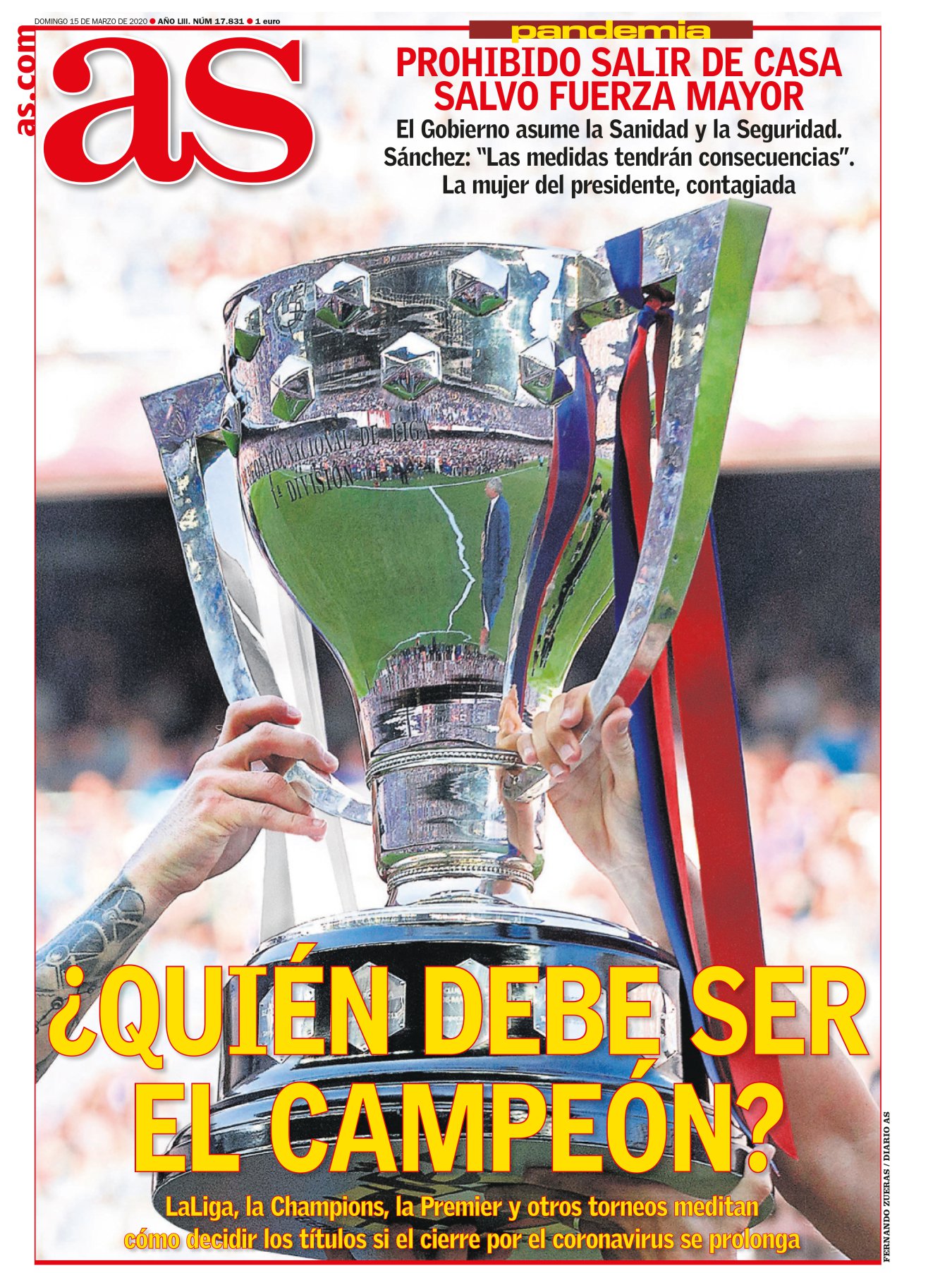Por la propia temporada ya lo intuíamos: este año parecía que todos se peleaban por no ganar la Liga. A ver quién la perdía mejor. El Barça, con su letargo futbolístico, los bandazos institucionales y la lesión de Suárez. El Madrid de la falta de gol, la ausencia de Hazard y las ocurrencias de Zidane. Y el Atleti del verano, que era de cartón, y sus problemas para entrar incluso en Champions. El azar ha marcado que el campeón lo decida un escenario apocalíptico. 
