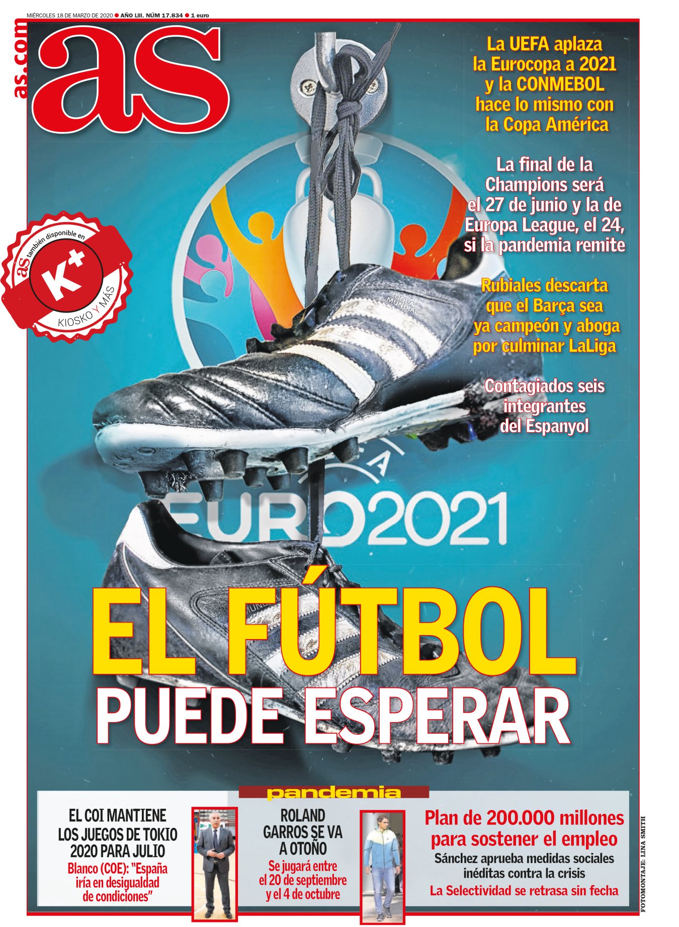 El fútbol puede esperar. Yo aún no me lo creo del todo. La gente que se enfada o se pone contenta por un puñado de goles cada fin de semana está ahora en los balcones poniendo música o dando palmas. Y la cosa puede acabar muy mal. Nos han descolocado, a cada uno en nuestro sitio. El papel higiénico ha sido el primer afectado, y el FIFA nuestro mayor consuelo. Se puede vivir sin fútbol, pero se vive peor. 