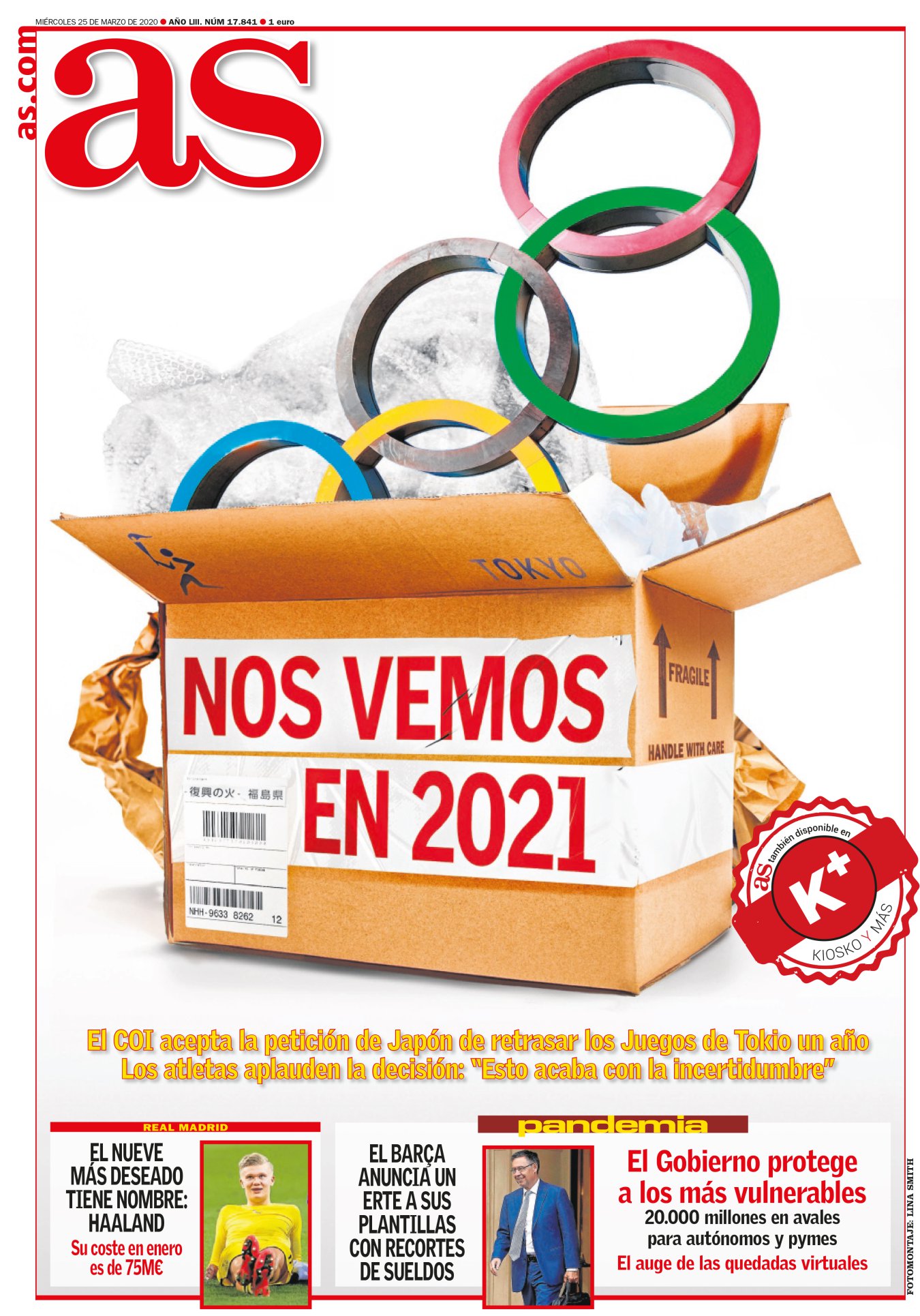 La espera del COI para alargar su decisión ha desnudado un deporte cada vez más preso del dinero. La solución estaba clara. El 2021 queda lejos, y más en esta situación; esperemos que por esas fechas ya seamos un mundo mejor. Hay tipos que se lo toman con optimismo, como Alejandro Valverde. El ciclista español aprovechará el aplazamiento para estirar su carrera. Y avisa: quiere el oro en Tokio con 41 años. Por la cuarentena planea dejarse barba. 