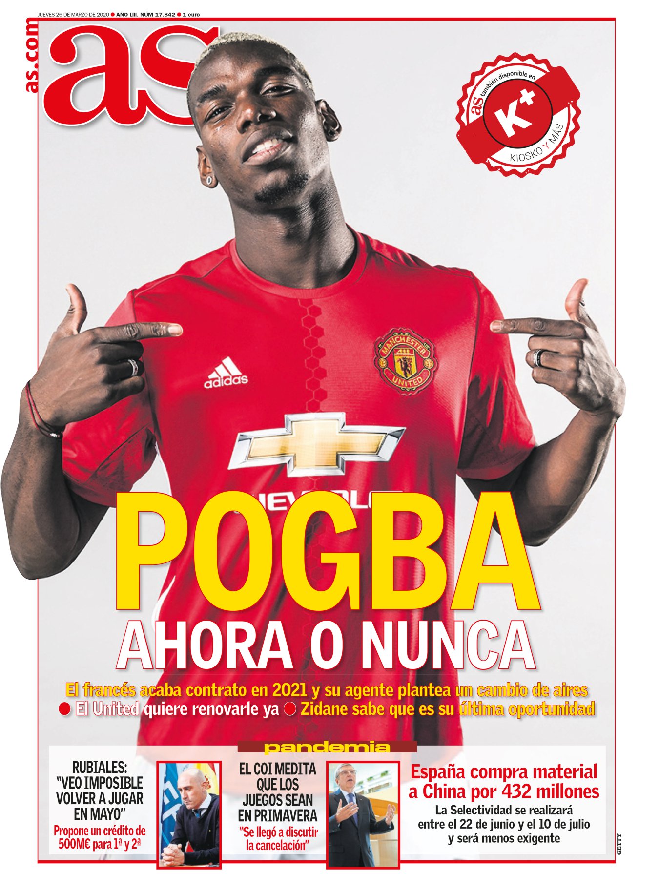 Ya nos vamos acostumbrando a encender la PlayStation en vez de salir para el estadio. En el Fifa uno de los jugadores que más rinde es Pogba, otra vez en la primera línea de los fichajes del Madrid. Como yo tengo mi opinión cerrada le pregunté a mi colega Onrubia. A veces no sé si la gente que nos hace dudar es la buena o la mala. "El problema de Pogba es que no asegura ningún nivel, puede volver a ser el mejor centrocampista del mundo, como en el Mundial de 2018, o mostrar su cara del United". Como la cuarentena se alargue un mes más todos le acabamos fichando, pero en el Fifa. 