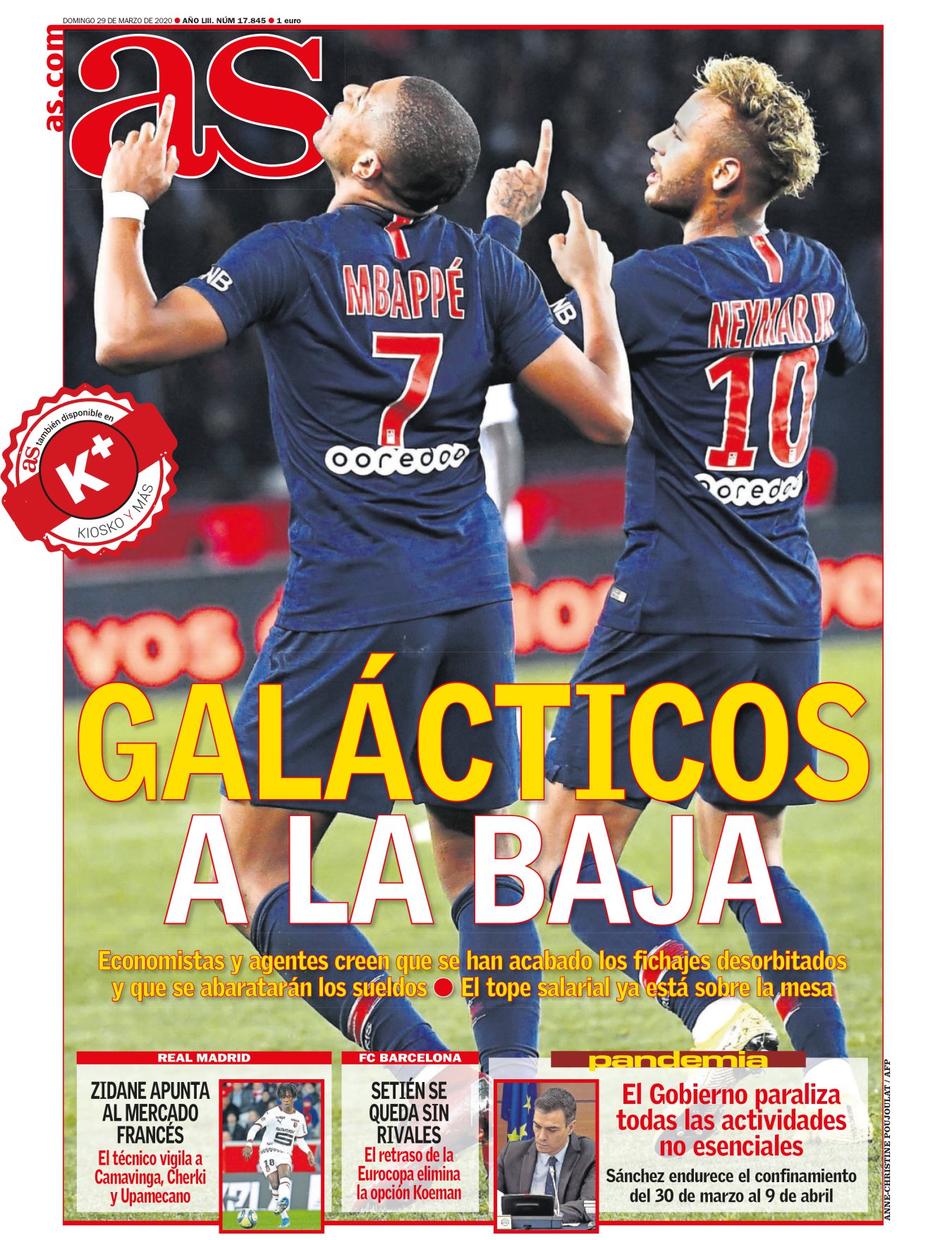 Cuando parecía que Mbappé rompería todos los récords salariales y a unos meses de vivir el verano con los fichajes más desorbitados de la historia, el fútbol ha dicho basta. Este parón agobiante e indefinido está reduciendo el deporte rey a una dimensión peligrosa: no eran tan importantes. Cuando vuelva todo a su curso, los fichajes ya no serán igual. Galácticos a la baja, un motivo más para creer en el Getafe como equipo Champions. 