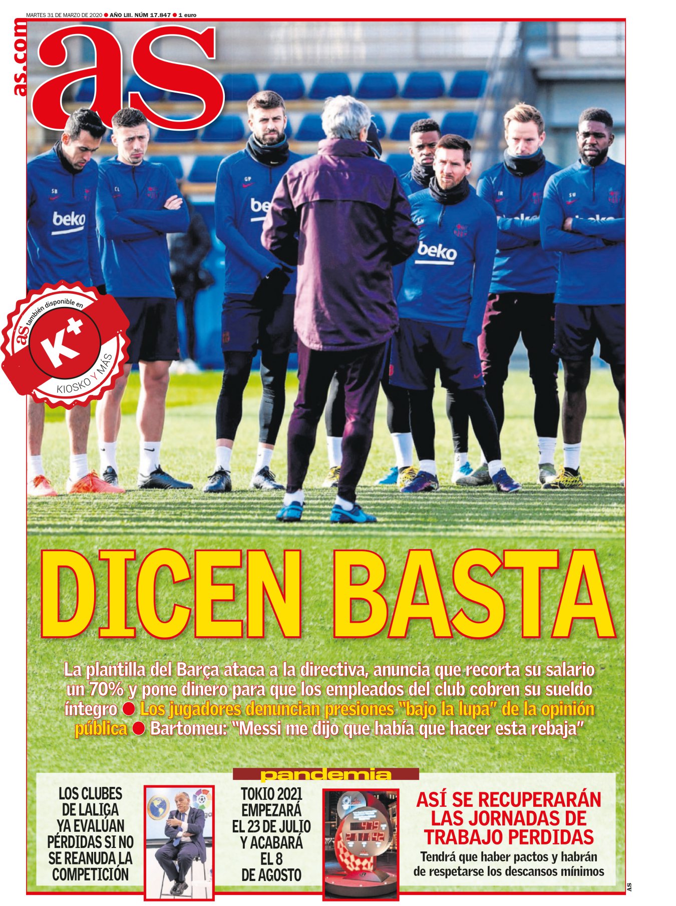 Hay una pareja en mi portal que discutía mucho antes de que pasara todo esto. Mis padres y yo pensamos que a lo mejor les venía bien la cuarentena, por eso de haber puesto el mundo del revés. Pero nada. Les ha pasado como al Barça, ni un virus tan mortificante les ha hecho dejar de chillar. Bartomeu se está jugando un mano a mano con Messi, y nadie ha sido capaz de parar al argentino. 