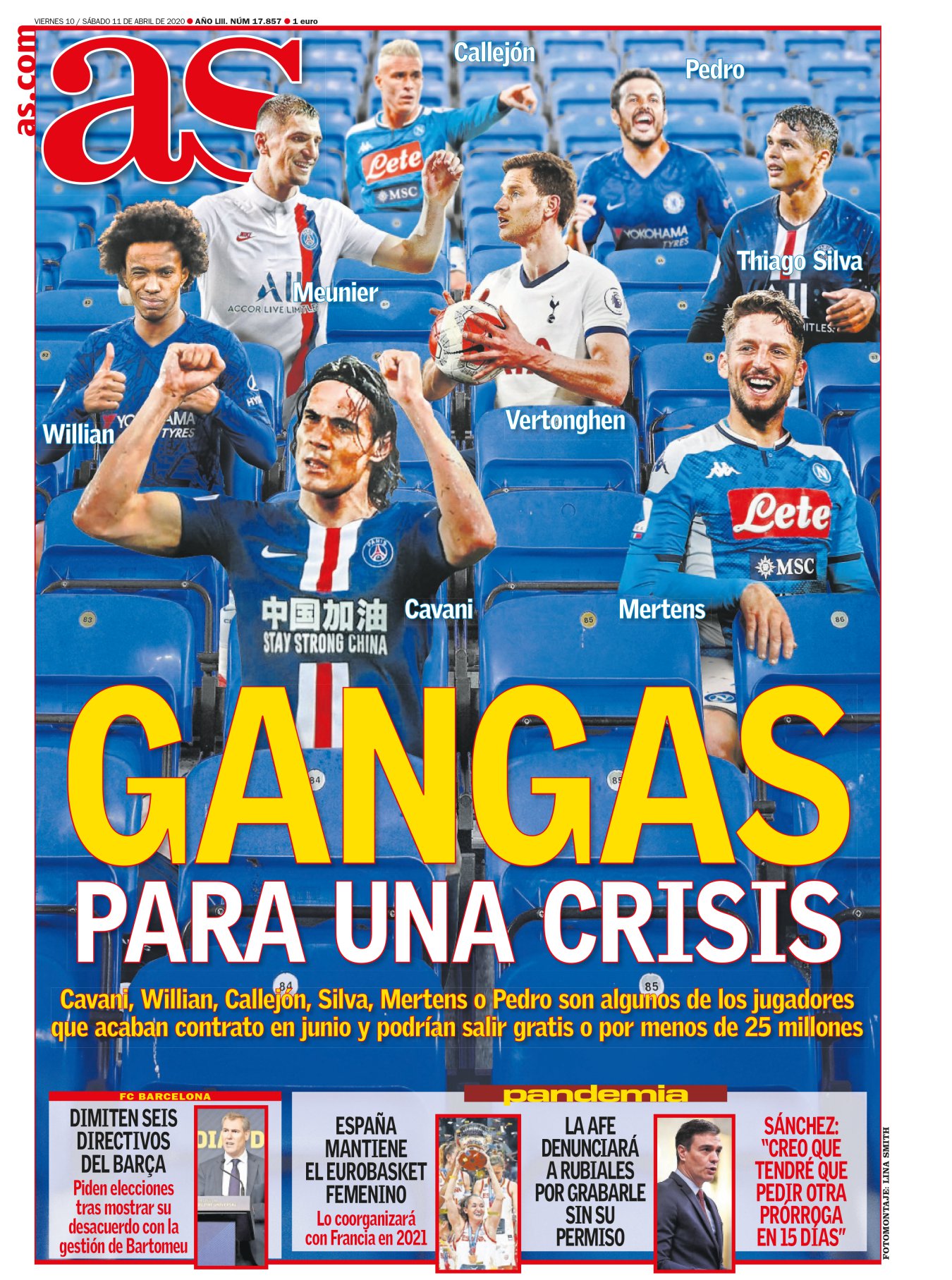 El mercado de este verano se ha convertido en un escenario inopinado. Tanto, que por no haber puede que ni haya verano. Pero hay futbolistas que ya se preparan por si acaso. Los de la portada son un claro ejemplo. Cavani y Mertens lideran la retahíla de agentes libres, siendo un perfil tan demandado. A ambos se les vincula con el Atleti: delanteros y baratos. 