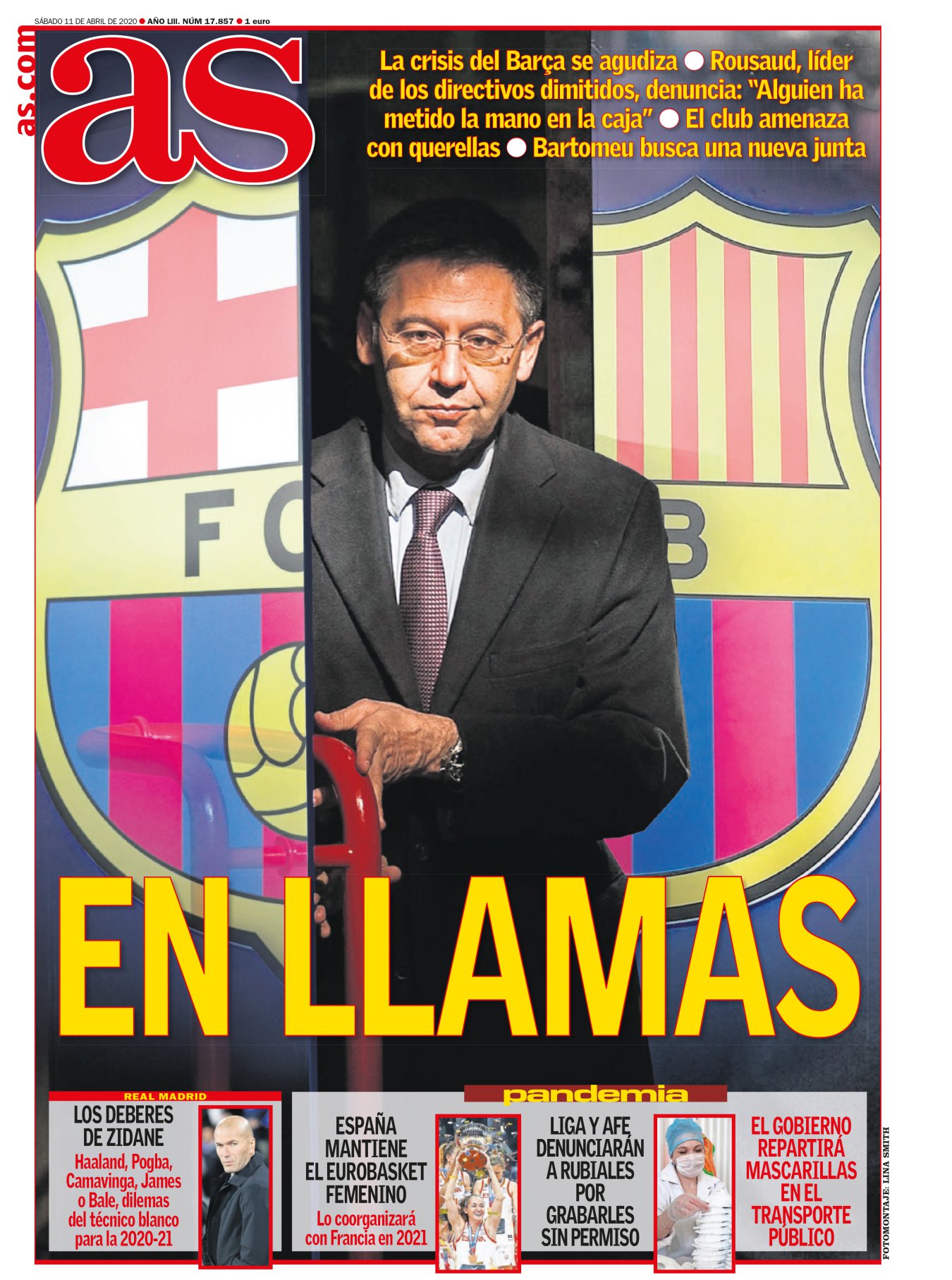 Lo más preocupante de la deriva institucional del Barça no es su cercana quiebra económica, sino su ya confirmada quiebra moral. Un club que pretendía trascender por sus ideas de vanguardia y progreso ya solo se sostiene en Messi, Piqué y Ter Stegen. Tres figuras muy lejanas a Bartomeu, un tipo del que las madres solían sospechar. Está hundiendo al Barça con su cara de mosquita muerta. 