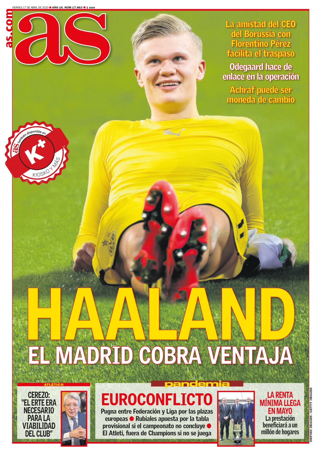 Hay un superhéroe en el mercado. Erling Haaland lo tiene todo: el rostro, el físico y hasta una pareja noruega que le ayudará a cumplir con sus misiones. Odegaard y él ya planean un futuro de blanco. Además, Haaland es accesible. Porque jugar en el Borussia Dortmund siempre te pone en el mercado. Florentino sabe que su proyecto solo triunfará si brilla por la parte de arriba. Haaland o Mbappé, o los dos. 
