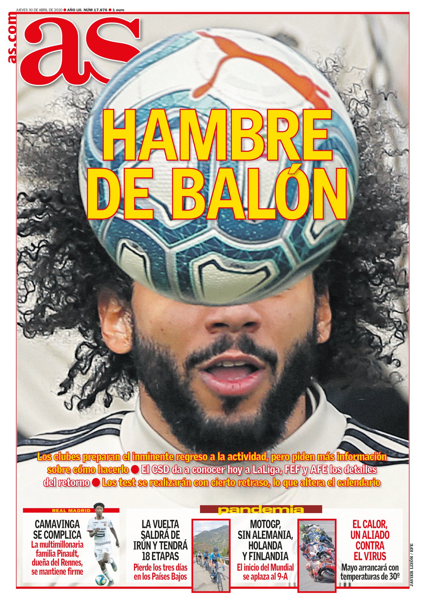 Los futbolistas tienen tantas ganas de volver que ya aceptan que sea a puerta cerrada. Y es que no hay nada más lleno de ausencia que un estadio vacío. Marcelo es uno de los pocos a los que les ha sentado bien la cuarentena; quiere al Madrid y le hemos visto brillar en los partidos repetidos. Voleando en el Allianz y decorando con sutilezas cada rincón de su carril. También queda algo de nostalgia: el fútbol es esperar la primavera. Y nos la han quitado. 