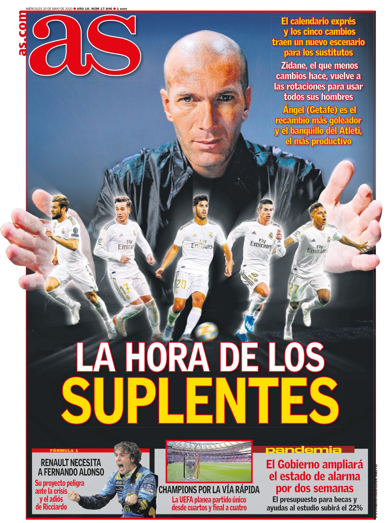 La Liga vuelve pero con condiciones. Zidane, un tipo listo, debería aprovecharse de las que salen en fosforito: jugar sin público y con muchos cambios. El Madrid venía sufriendo en ambientes hostiles (Betis y Levante) y el técnico francés podrá rotar incluso dentro de los partidos. Rodrygo y James esperan su turno. La salsa, y sobre todo el merengue, para los minutos finales. 