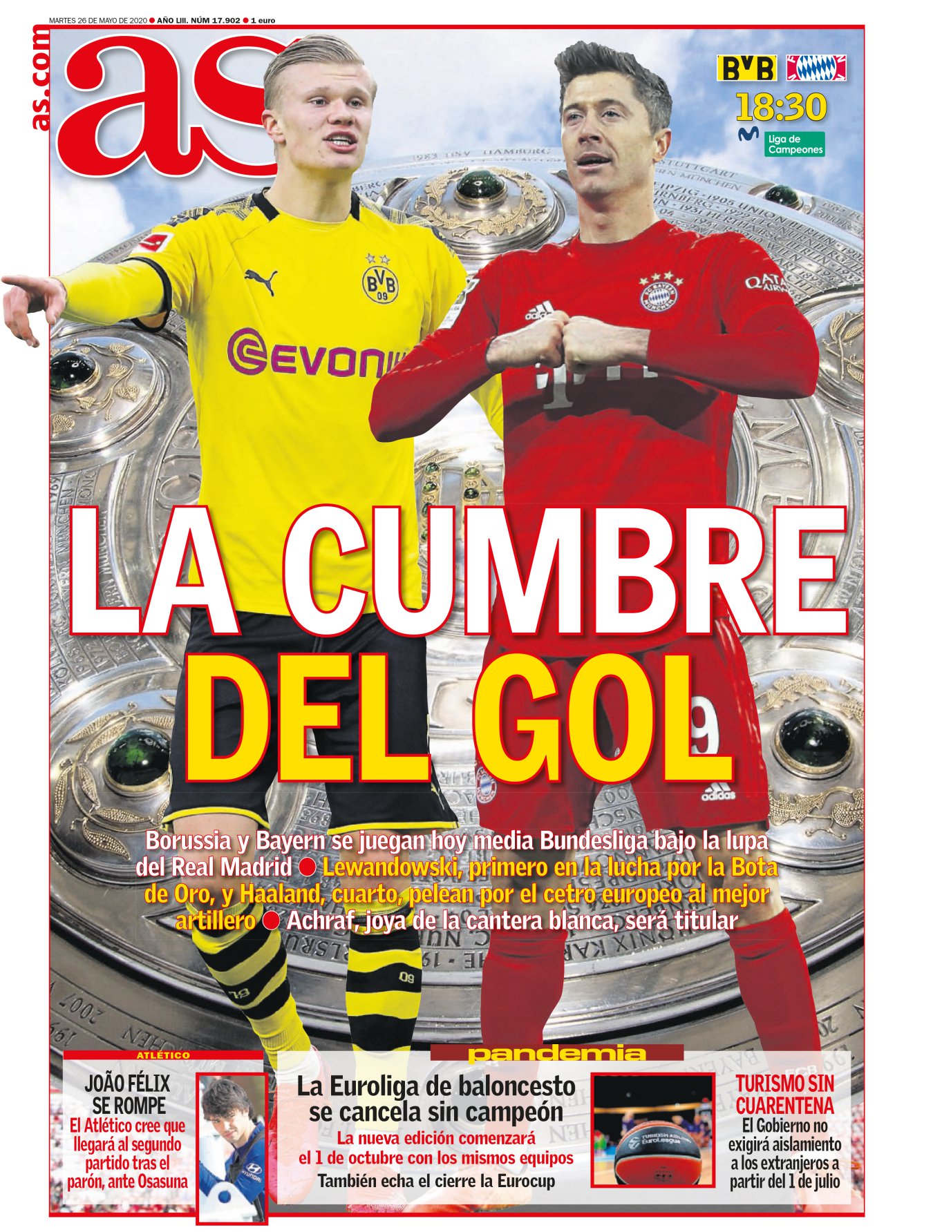 El Borussia-Bayern del pasado martes dejó varias certezas. Los de Munich serán campeones de la Bundesliga, Kimmich peleará por el trofeo a mejor jugador y en este nuevo fútbol es más difícil que los peores ganen a los mejores. En el partido apenas se vio a Haaland, que ha sufrido más presión jugando sin gente que con los estadios abarrotados. La culpa, ahora que todos la buscan, la tiene el Madrid. 