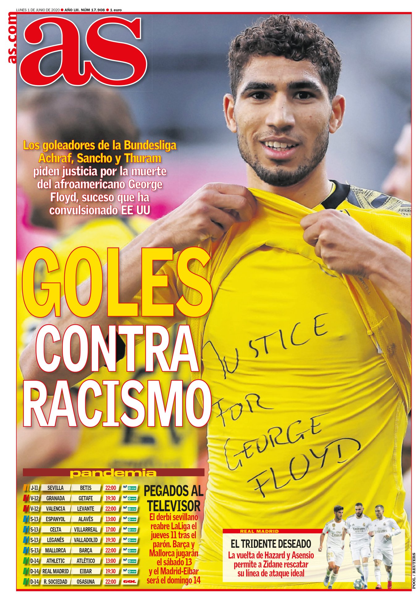 El fútbol tiene una cuenta pendiente con el racismo. Los problemas tan severos no se curan ni con cuadrados negros ni con dedicatorias. Tampoco creo que sea el momento de echarse a la calle, como si esto fuera una competición de idiotas. Así seguro que no cabremos todos. El racismo no se extingue con gestos, sino con hechos: un futbolista blanco se niega a seguir jugando porque desde la grada insultan a su compañero negro. 