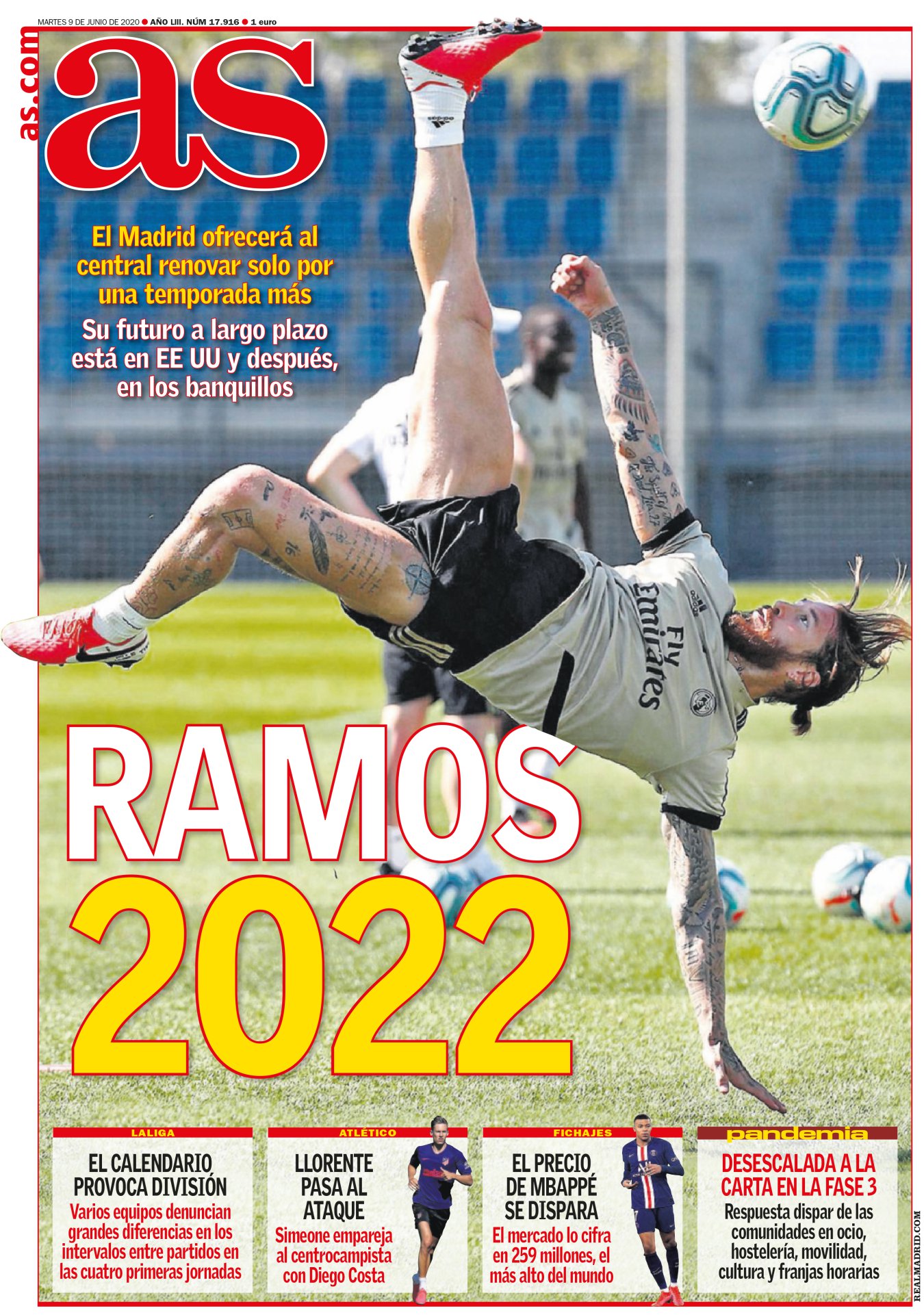 Parece que Ramos tiene fecha. El 2022 sería su último año en el Madrid y Estados Unidos su último futuro. Un lugar ideal para estirar su coqueteo con el arte, avanzar en su carrera musical y una liga menor para seguir imponiendo sus galones, pese a la edad. No deja de ser una lástima. Ramos debería ser eterno. Por suerte, en el recuerdo de todos lo será. 