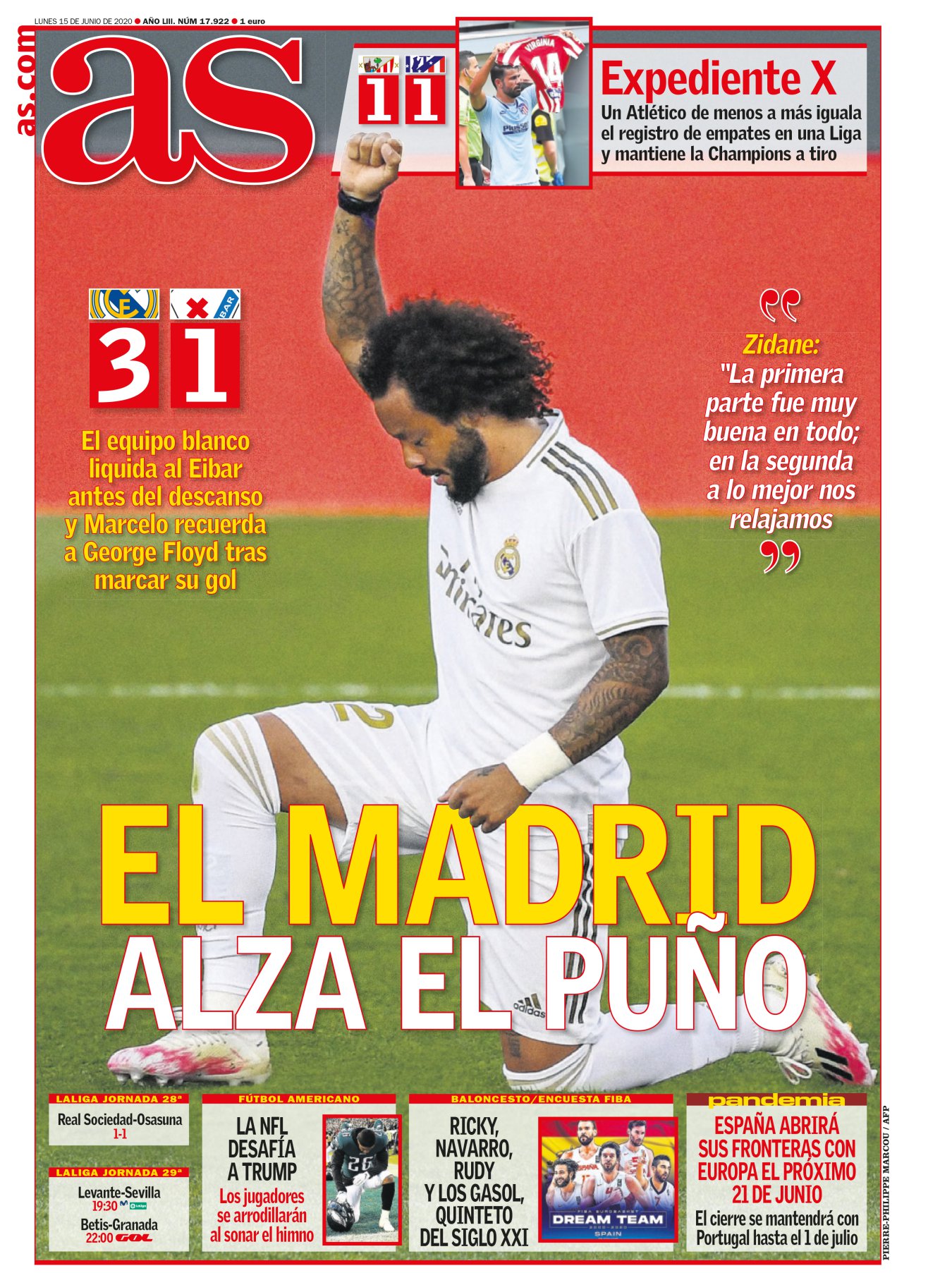 El Madrid volvió a la Liga con delicadeza. Solo podría haber sido de esa forma, si Benzema asiste y define Toni Kroos. El alemán marca los goles por catálogo: todos a la escuadra. La primera parte fue tan feliz y tan ligera que el Madrid se durmió en el vestuario. Y no salieron. Solo pudimos ver a Mendy, confundido de banda y de pie. El Eibar no remontó porque sería una desconsideración hacerlo sin público. 
