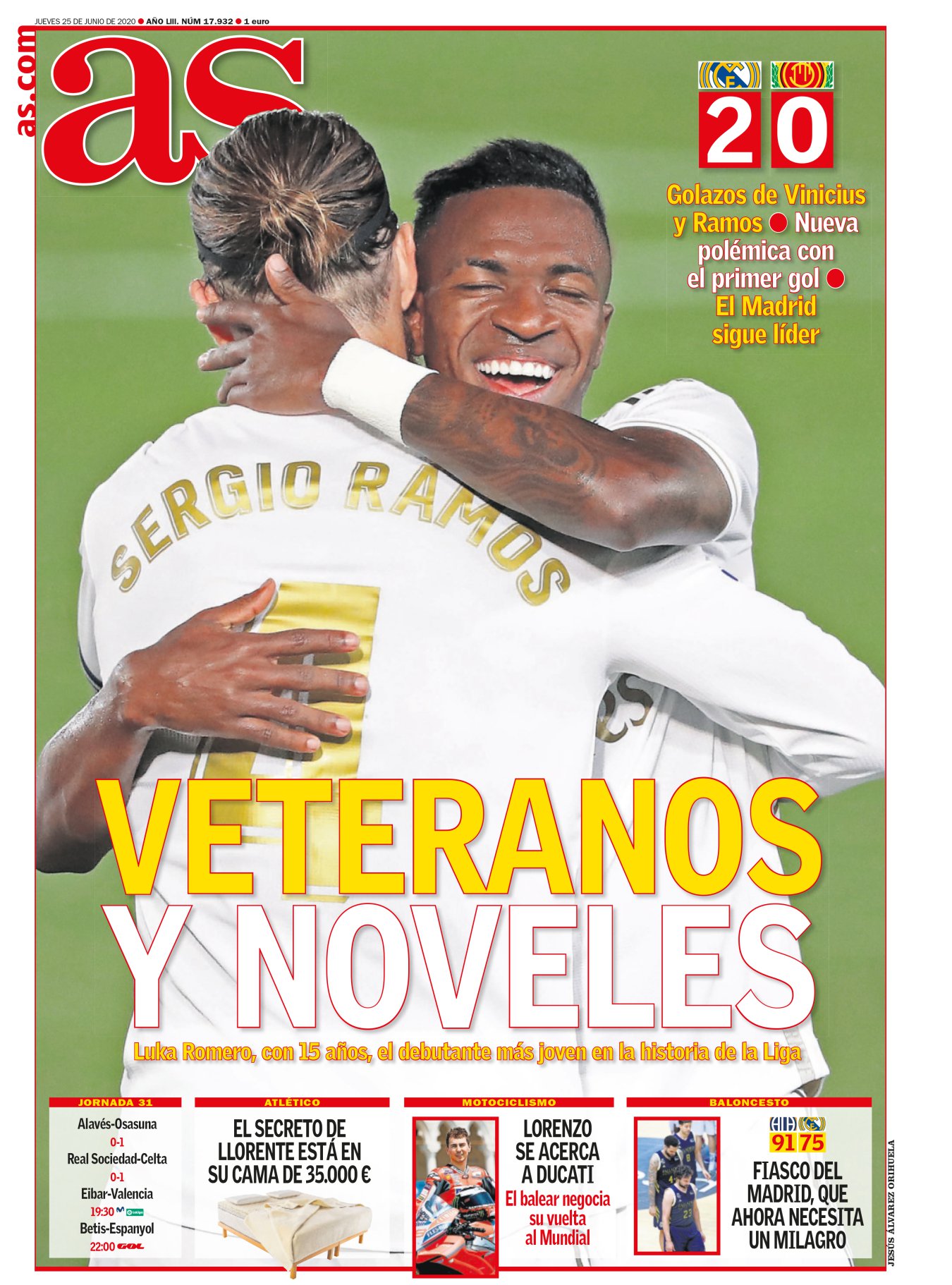 Ramos y Vinicius fueron los protagonistas entre semana. El camero es tan bueno que se le queda pequeño el puesto de central. Ha probado en varias posiciones pero siempre ocupará una: la de leyenda mundial. Vinicius también es muy bueno pero a veces confunde. Un día no acierta a chutar a puerta y al siguiente nos regala un recital de vaselinas. 

