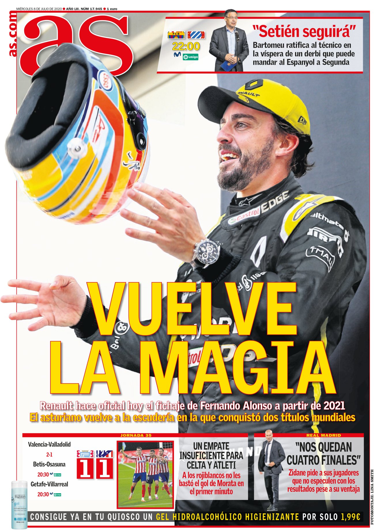 Alonso está de vuelta. Y con él la fiebre por la Fórmula 1. La voz de Lobato regresa a la familia, las carreras que también participaban en tus comidas, los podios con champán. Balseiro dice que muy pocos pilotos deciden cuándo se marchan de la F1, menos todavía cuándo pueden volver. Alonso lo ha hecho. Si tengo oportunidad de ser feliz prefiero serlo. 
