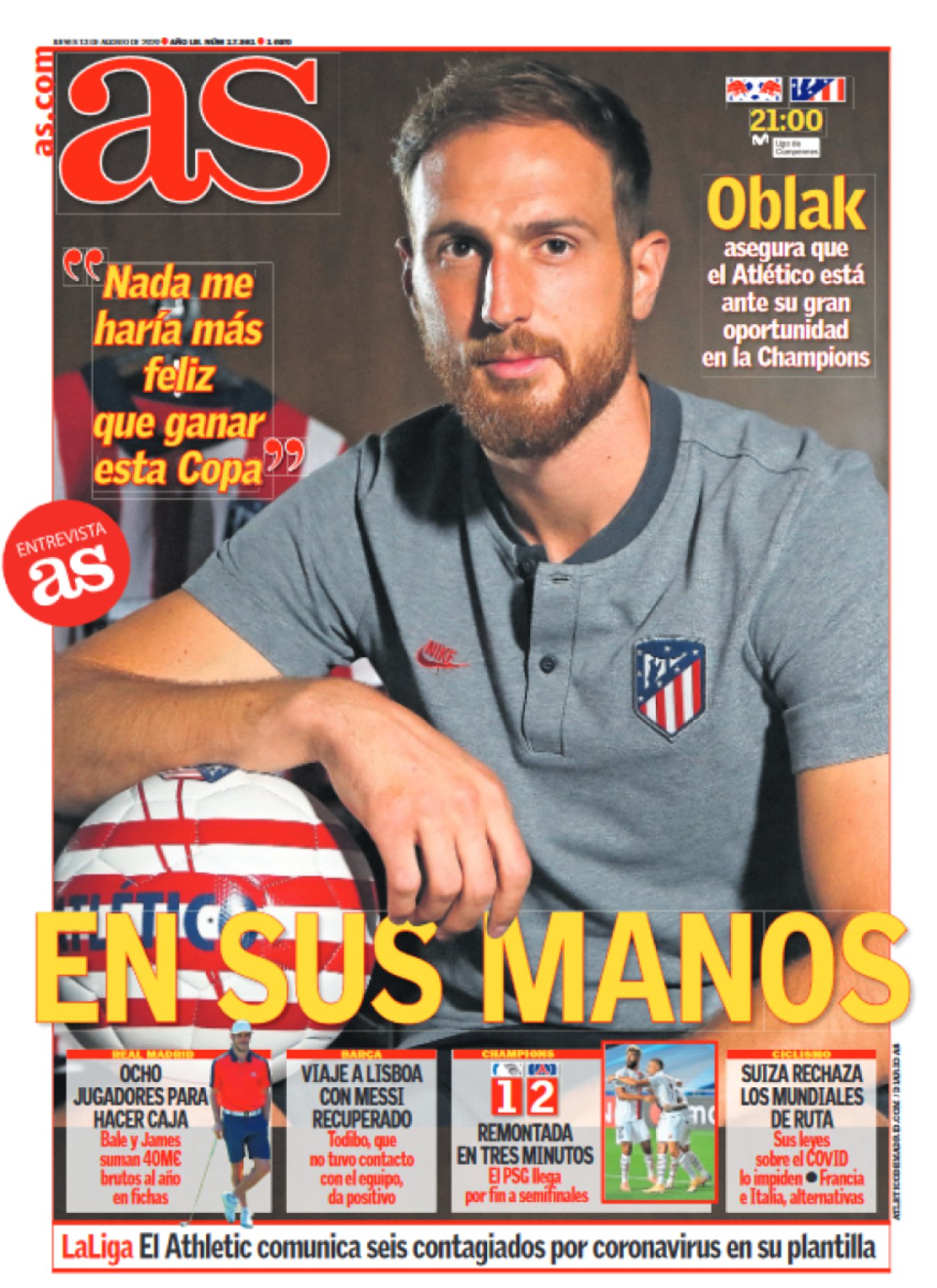 Pasado en el Benfica y sin la tortura de Lisboa. Oblak parecía el salvador del Atleti en esta nueva Champions, pero no lo fue. En su entrevista para este diario volvió a dejar claro que esta competición les persigue. Hasta que no la ganen no se habrán curado. No hay nada más bello que lo que nunca han tenido. 

