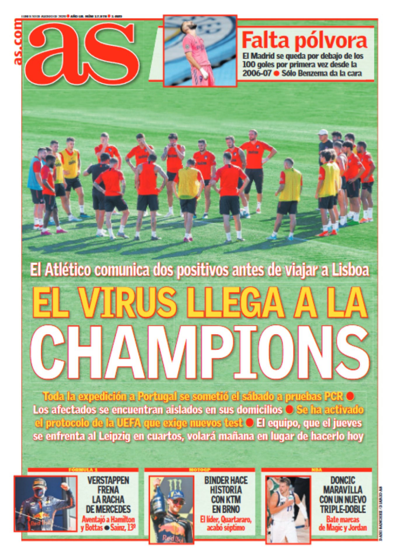 El fútbol no ha podido con el virus. Nadie. El fútbol se ha quedado a medias, sin público en las gradas y con casos cada cinco días. El Atleti lo sufrió esta semana sin Vrsalijko y Correa. Pero el fútbol ha significado algo entre tantos días de aburrimiento: nuestro mejor analgésico. 