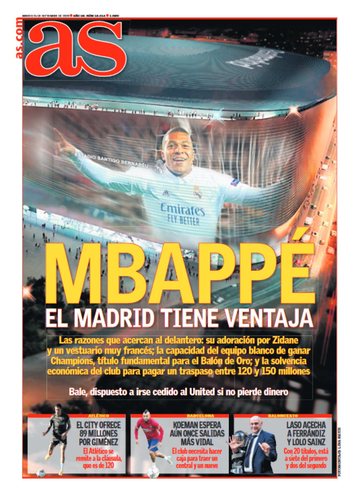 Mbappé es un futbolista muy completo. Combina la finura argelina de su madre y la velocidad portentosa de Camerún, gracias a su padre. A todo ello le sumó París, que siempre asegura goles. Hoy Mbappé está un paso más cerca del Madrid. Pero lo que sucede hoy esta noche ya no importa. 
