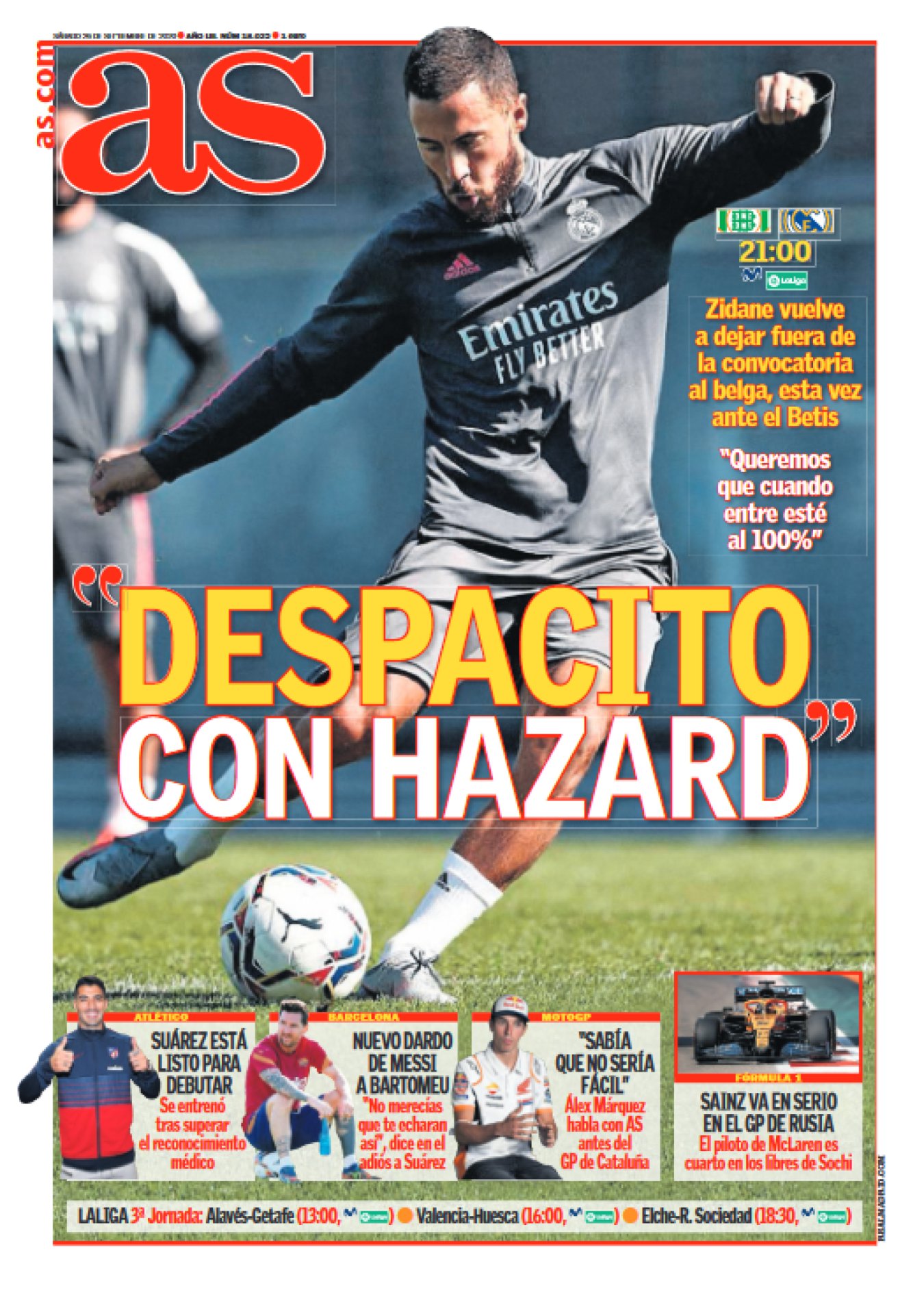Con Hazard el madridismo fue perdiendo la ilusión y ahora están a punto de agotar la esperanza. Tras una temporada nula el belga no ha regalado ni un gesto en el inicio de este nuevo curso. Hazard, con su tobillo maltrecho, lo tiene muy difícil para triunfar aquí. Con todo en contra, el contexto ideal para brillar en el Madrid. 
