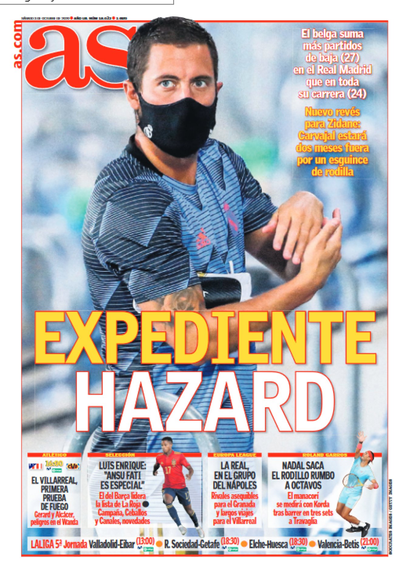 Es una lástima verdadera llenar las líneas de Hazard solo hablando de lesiones. Es lo que hay. Y el belga tiene que curarse como sea. Por su conciencia y la ilusión de todo el madridismo, herido de austeridad. Como dice Valdano, somos mendigos de una jugadita. Y Hazard nos las tiene  que dar. 