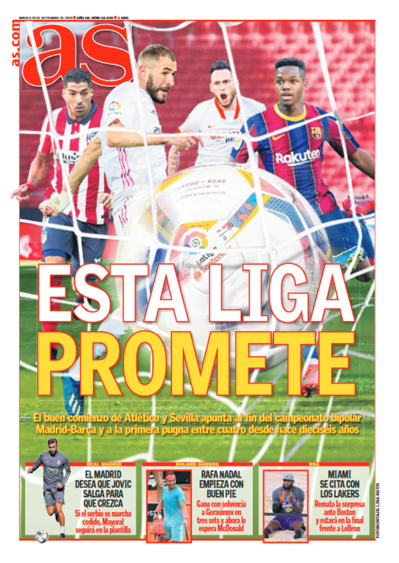 Esta Liga promete porque los equipos medios cada vez se acercan más a los grandes. Villarreal, Sevilla y Real Sociedad ya han comprometido a Atleti, Madrid y Barça, con plantillas e ilusiones menguadas. Salvo los de Simeone, que a mejor plantilla, peores resultados. 