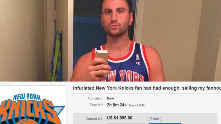 Increíble: subasta su condición de fan por 1.973 dólares después de desesperarse con los Knicks