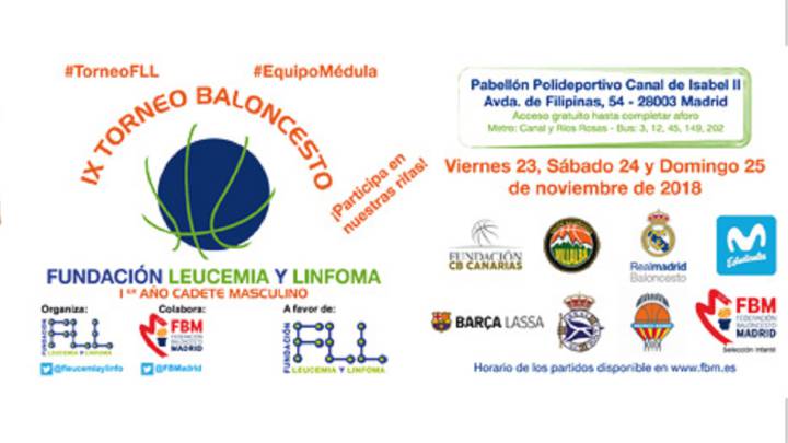 Cartel promocional del IX Torneo de Baloncesto de la Fundación Leucemia y Linfoma.