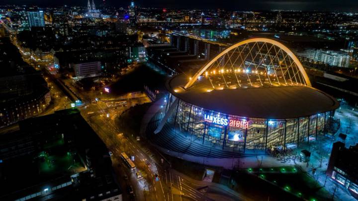 Imagen del Lanxess Arena y de la ciudad de Colonia (foto vía Twitter @EuroLeague).