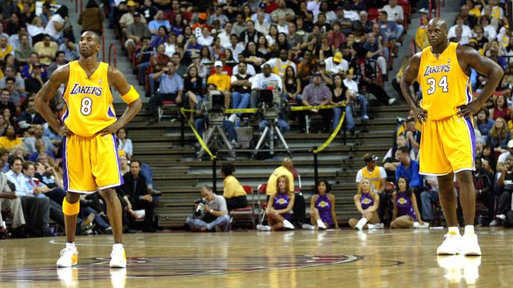 Kobe Bryant y Shaquille O'Neal, durante un partido de la NBA con Los Ángeles Lakers