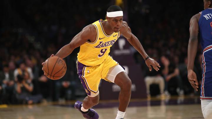 Rajon Rondo, durante un partido de la NBA de Los Ángeles Lakers