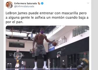 LeBron pone el ejemplo al entrenar con mascarilla