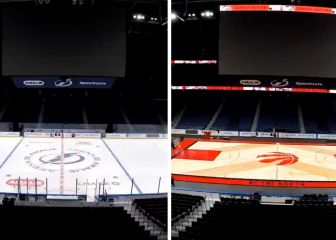 Impresionante: cómo convertir una pista de NHL en la nueva cancha de los Raptors... ¡en 50 segundos!