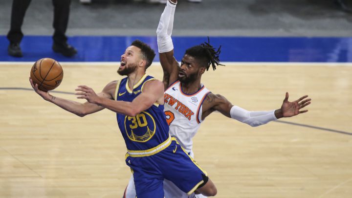 Stephen Curry, durante el partido de la NBA que ha enfrentado a New York Knicks y Golden State Warriors.