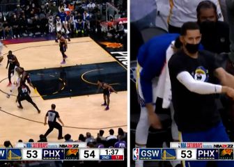 Curry esconde el balón y hace esto... la reacción del banco lo dice todo