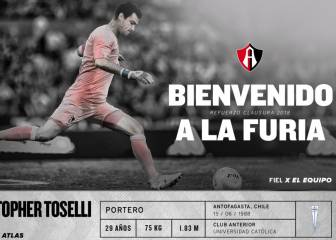 Atlas hace oficial el fichaje del portero Cristopher Toselli
