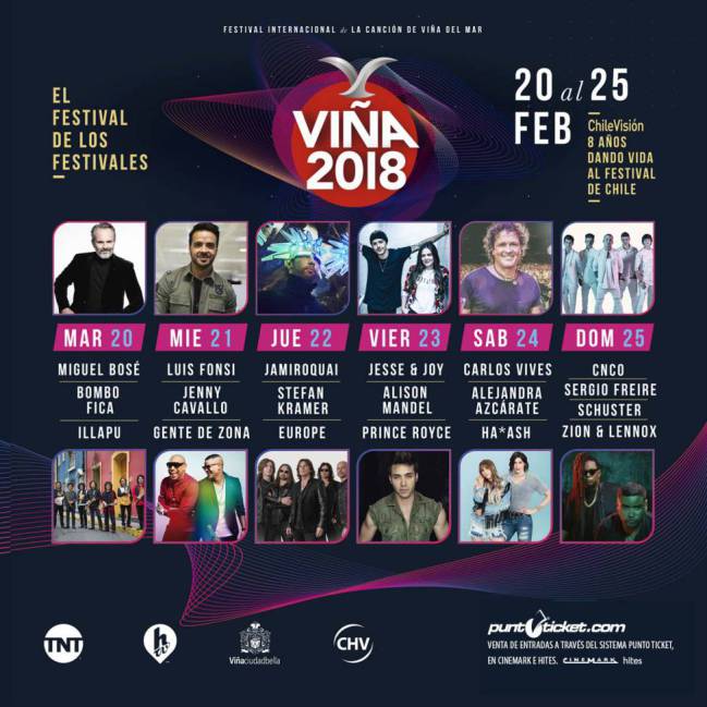 Festival de Viña del Mar 2018 Programación, horarios y artistas AS Chile