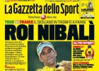 La Gazzetta se tiñó de amarillo en homenaje al Tiburón Nibali
