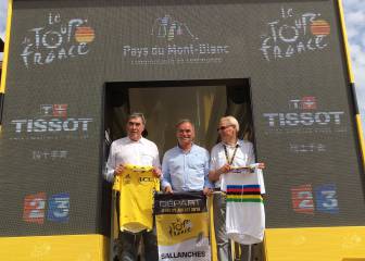 Merckx, Hinault y Janssen, en la salida del Tour en Sallanches