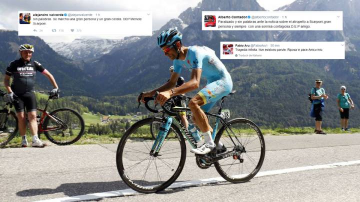 Contador, Valverde,... el ciclismo llora la muerte de Scarponi
