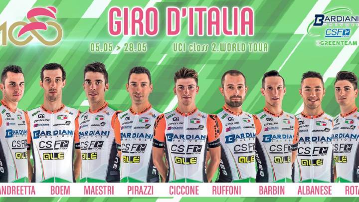 El equipo Bardiani presentó su lista de 9 corredores para el Giro de Italia.
