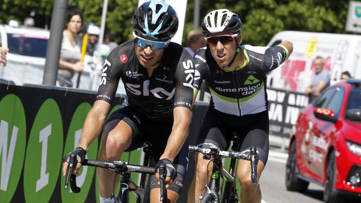 Mikel Landa y Omar Fraile ruedan escapados en la 11ª etapa del Giro de Italia con final en Bagno di Romagna.